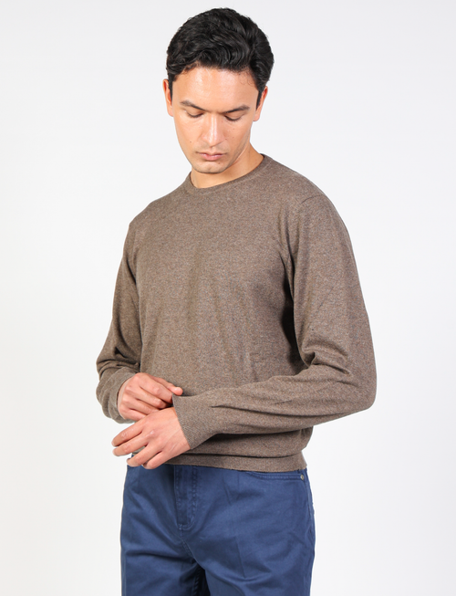 Maglia girocollo in cotone e lana sottile