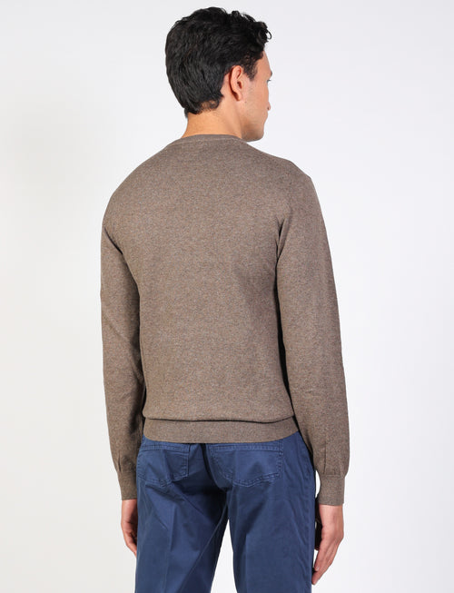 Maglia girocollo in cotone e lana sottile