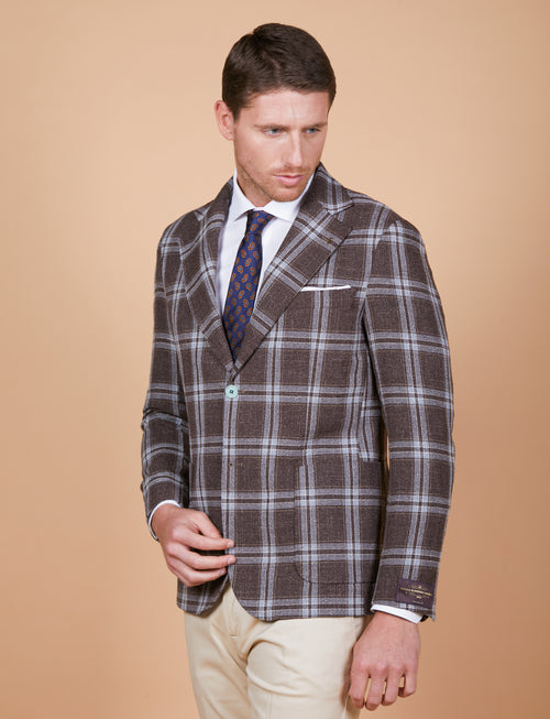 Giacca quadri in lana, seta, lino Vitale Barberis