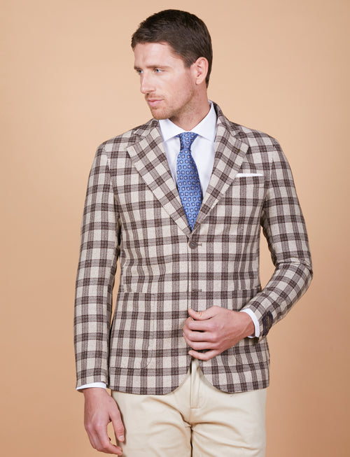 Giacca quadri in lana, seta, lino Vitale Barberis