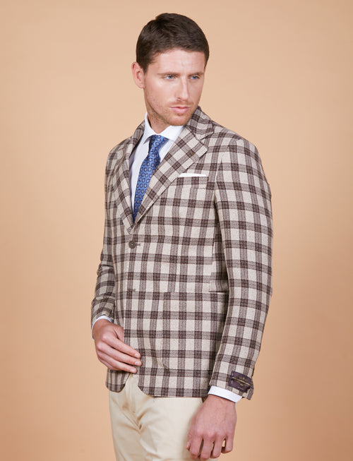 Giacca quadri in lana, seta, lino Vitale Barberis