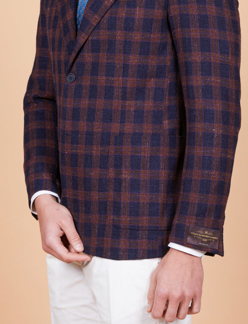 Giacca quadri in lana, seta, lino Vitale Barberis
