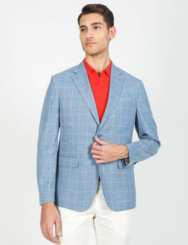 Giacca fantasia a quadri tessuto puntino