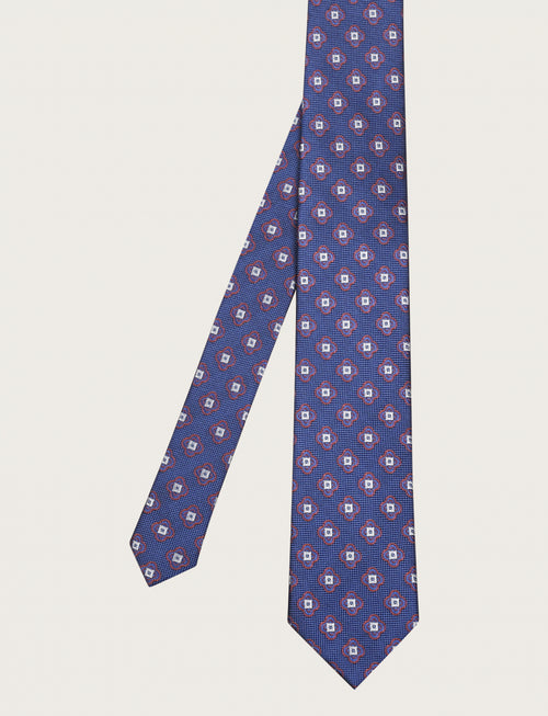 Cravatta in seta disegno geometrico floreale