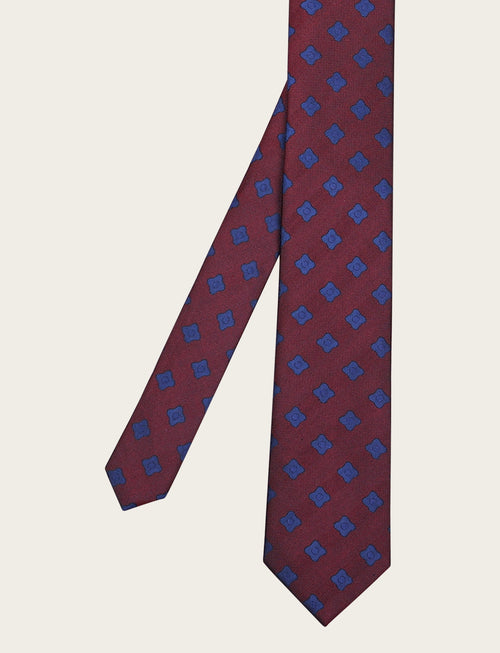 Cravatta in seta motivo geometrico a fiore
