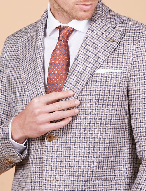 Giacca a quadretti in lino, seta e cotone Vitale Barberis Canonico