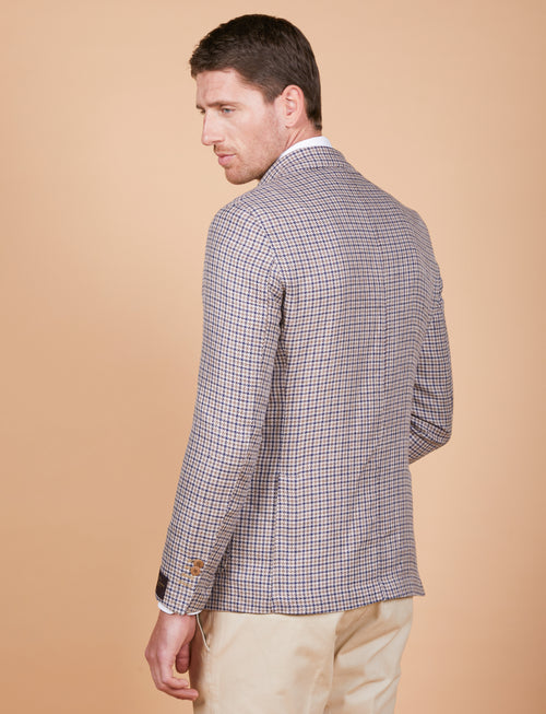 Giacca a quadretti in lino, seta e cotone Vitale Barberis Canonico