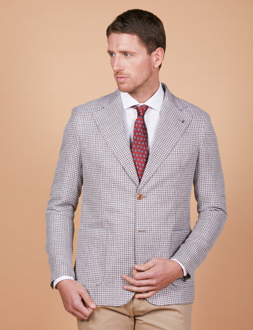Giacca a quadretti in lino, seta e cotone Vitale Barberis Canonico