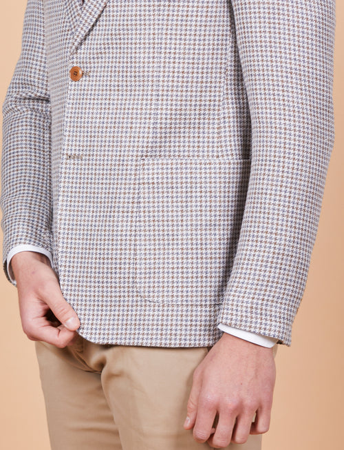 Giacca a quadretti in lino, seta e cotone Vitale Barberis Canonico