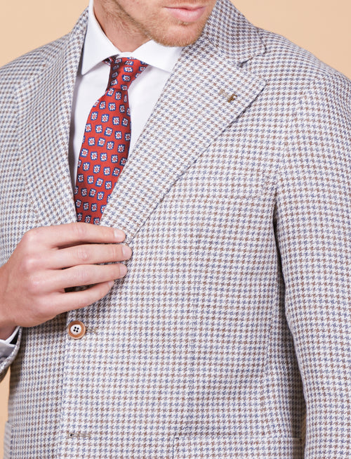 Giacca a quadretti in lino, seta e cotone Vitale Barberis Canonico