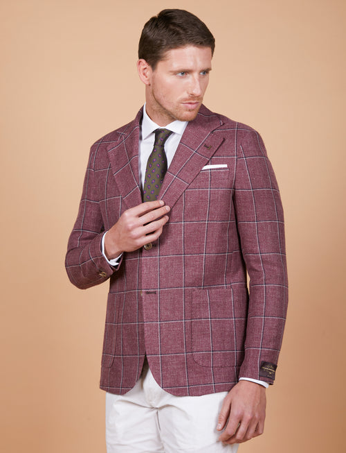 Giacca a quadri in lino, seta e cotone Vitale Barberis Canonico