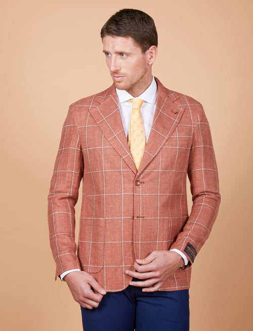 Giacca a quadri in lino, seta e cotone Vitale Barberis Canonico