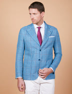 Giacca a quadri in lino, seta e cotone Vitale Barberis Canonico