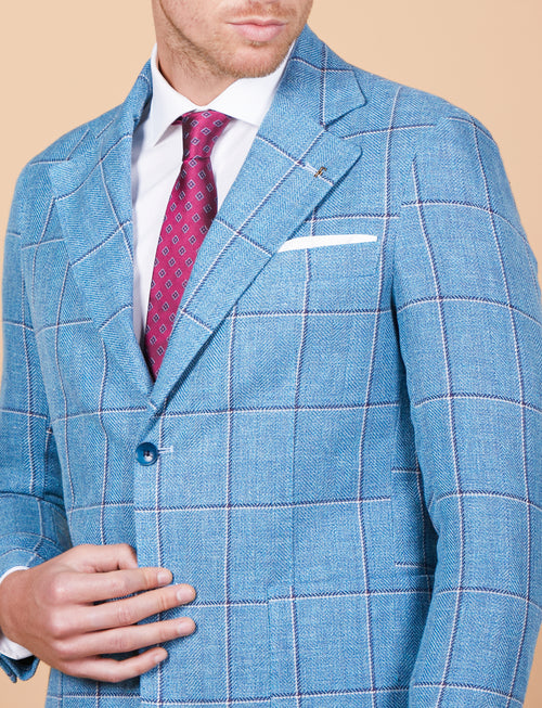 Giacca a quadri in lino, seta e cotone Vitale Barberis Canonico
