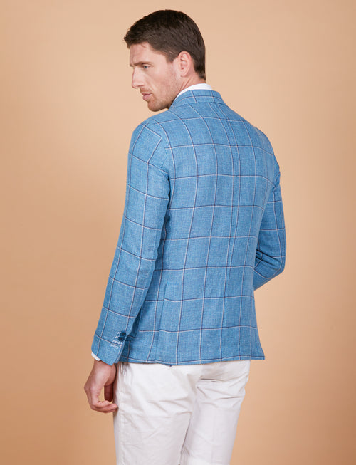 Giacca a quadri in lino, seta e cotone Vitale Barberis Canonico