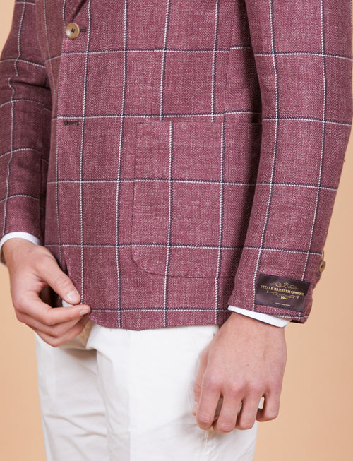 Giacca a quadri in lino, seta e cotone Vitale Barberis Canonico