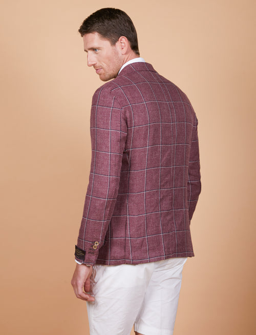 Giacca a quadri in lino, seta e cotone Vitale Barberis Canonico