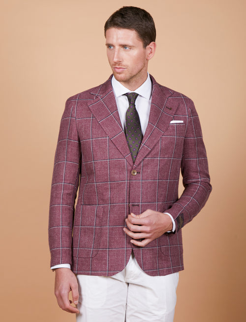 Giacca a quadri in lino, seta e cotone Vitale Barberis Canonico