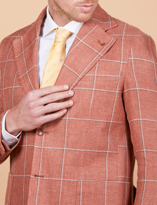 Giacca a quadri in lino, seta e cotone Vitale Barberis Canonico