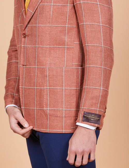Giacca a quadri in lino, seta e cotone Vitale Barberis Canonico