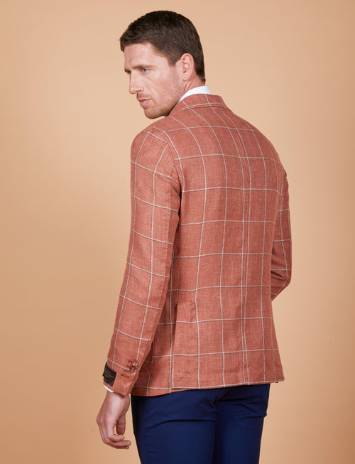 Giacca a quadri in lino, seta e cotone Vitale Barberis Canonico
