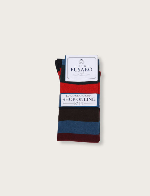 Calzini in cotone a righe larghe |Colore:Rosso