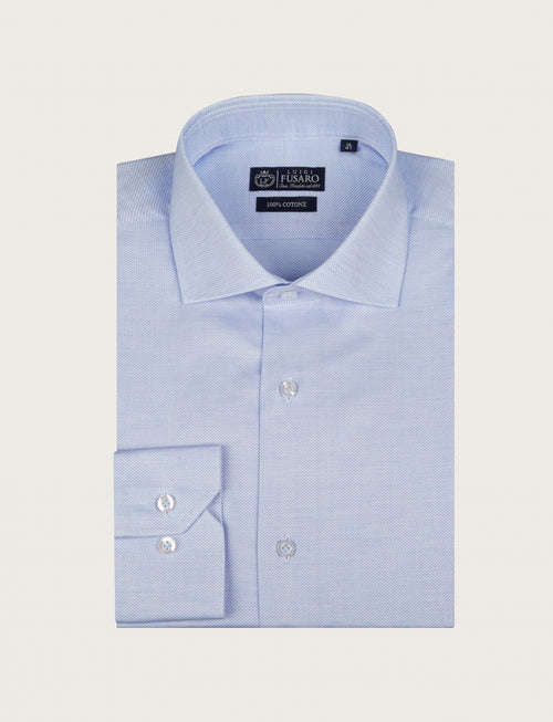 Camicia in cotone microfantasia tono su tono