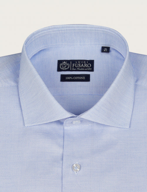 Camicia in cotone microfantasia tono su tono