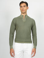 Maglia in grana di riso stone wash scollo a v