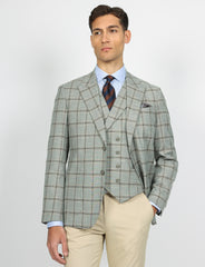 Giacca fantasia check con rever a lancia