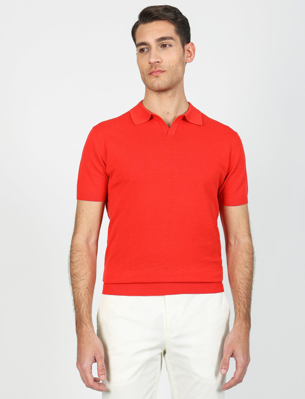 Lightweight cotton V-neck polo 