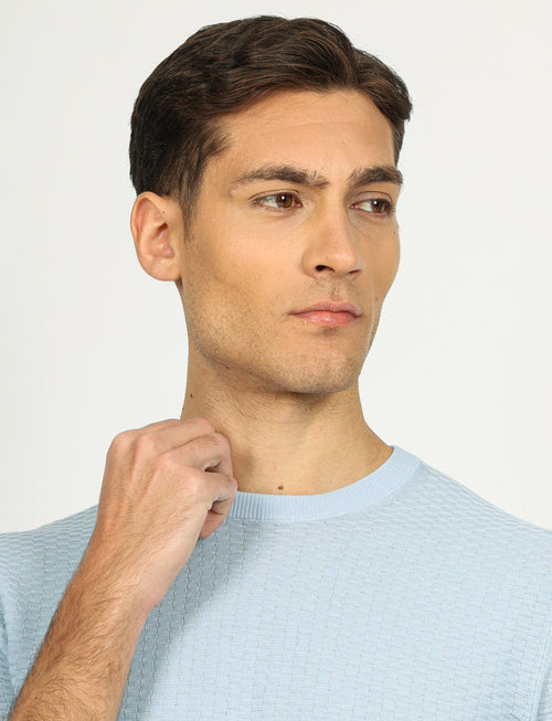 T shirt in cotone tessuto jacquard