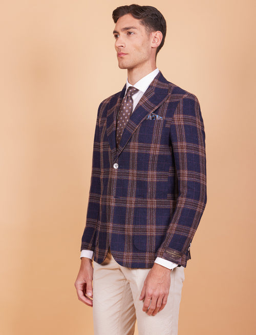 Giacca a quadri in lana e seta Vitale Barberis