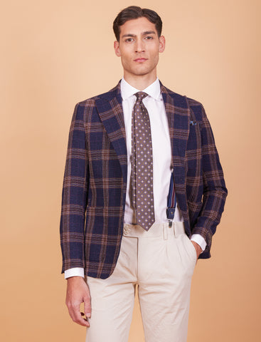 Giacca a quadri in lana e seta Vitale Barberis