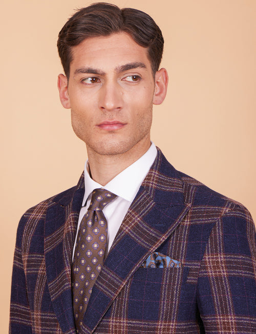 Giacca a quadri in lana e seta Vitale Barberis