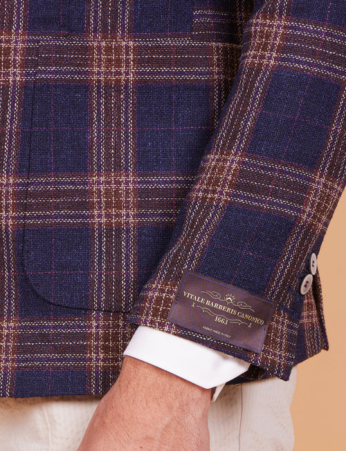 Giacca a quadri in lana e seta Vitale Barberis
