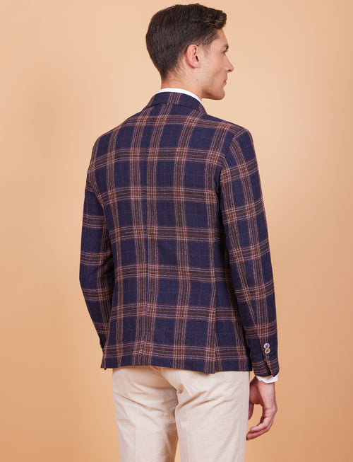 Giacca a quadri in lana e seta Vitale Barberis