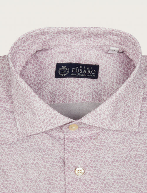 Camicia in cotone stretch a micro fantasia