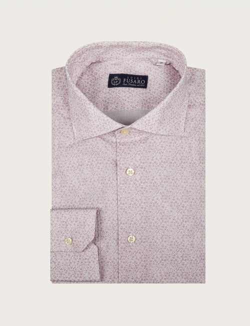 Camicia in cotone stretch a micro fantasia