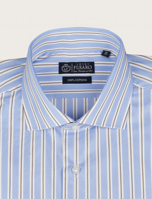 Camicia in cotone a righe bicolore