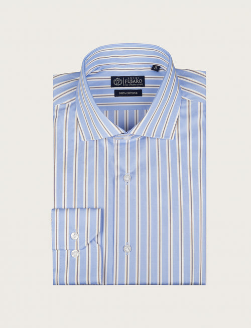 Camicia in cotone a righe bicolore