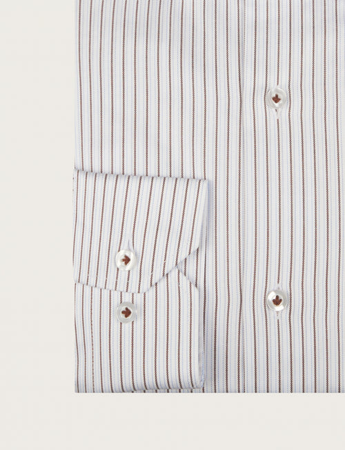 Camicia in cotone a righe piccole bicolore