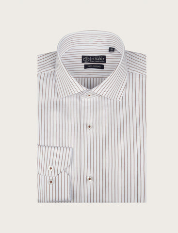 Camicia in cotone a righe piccole bicolore