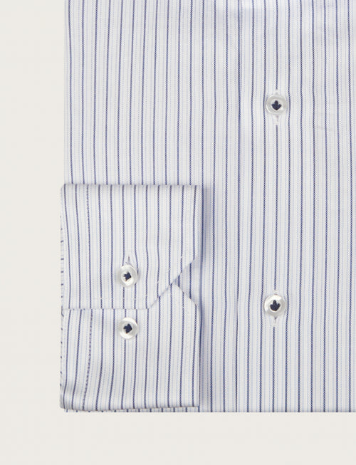 Camicia in cotone a righe piccole bicolore