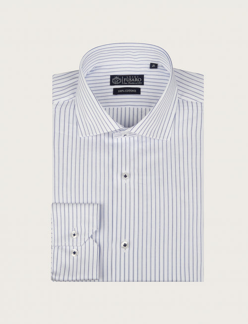 Camicia in cotone a righe piccole bicolore