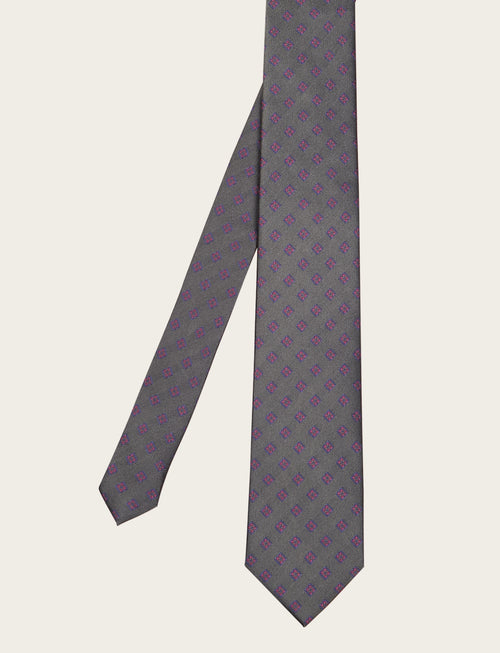 Cravatta in seta fantasia geometrica micro fiore