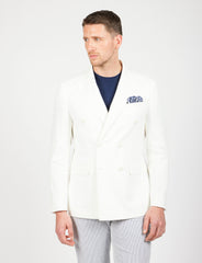 Double-breasted jacket in cotton and linen 