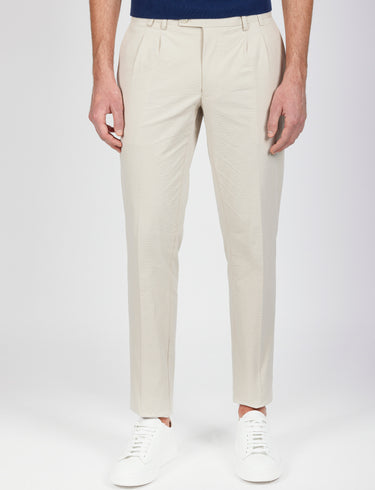 Pantalone in cotone goffrato con doppia pence