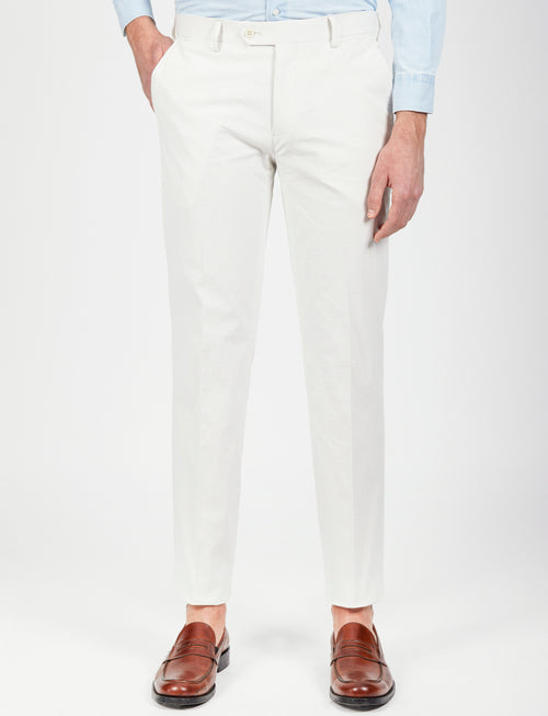 Striped trousers in embossed cotton 