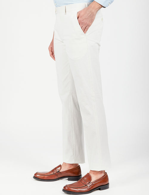 Pantaloni a righe in cotone goffrato